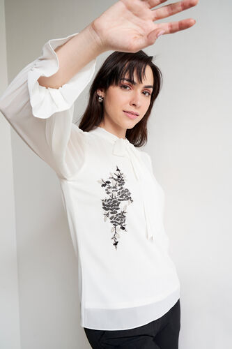 White Embellished Top, White, image 3